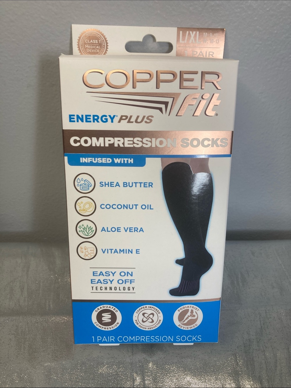 Copper Fit Energy Plus Compression Socks - Black, L/XL